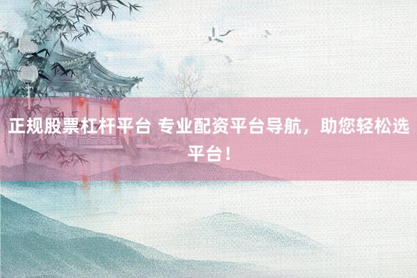 正规股票杠杆平台 专业配资平台导航,助您轻松选平台!