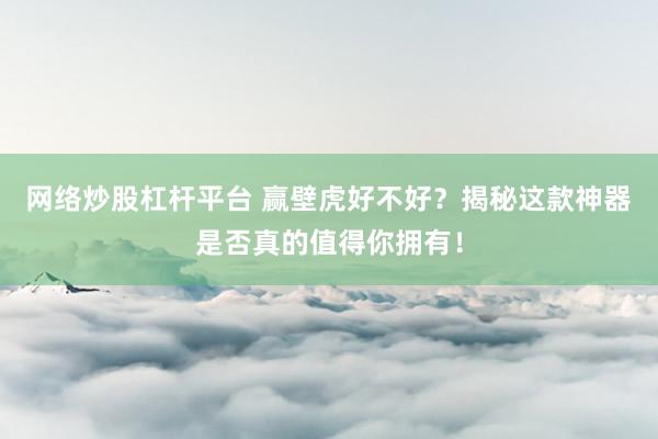 网络炒股杠杆平台 赢壁虎好不好？揭秘这款神器是否真的值得你拥有！