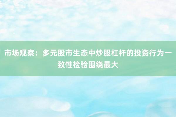 市场观察：多元股市生态中炒股杠杆的投资行为一致性检验围绕最大