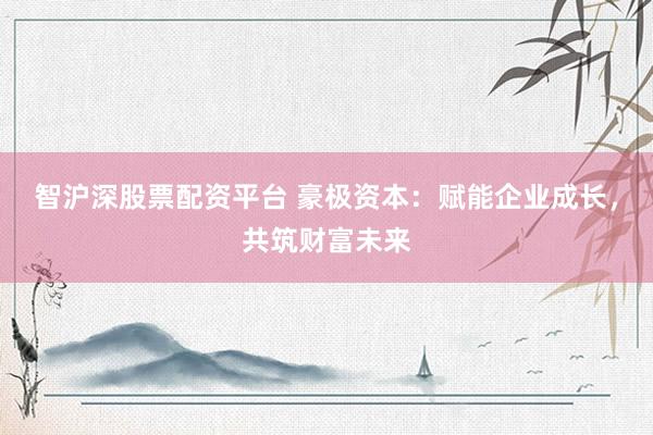 智沪深股票配资平台 豪极资本：赋能企业成长，共筑财富未来