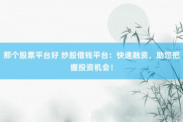 那个股票平台好 炒股借钱平台：快速融资，助您把握投资机会！