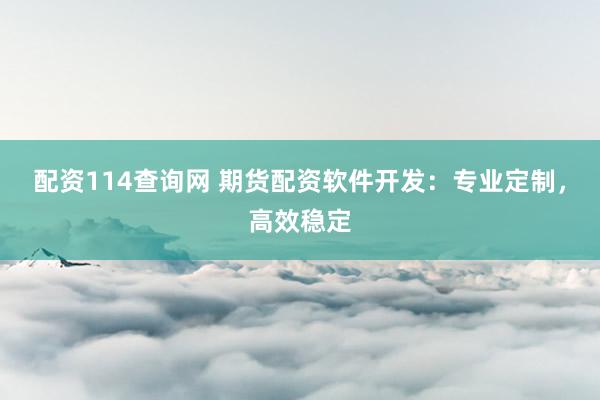 配资114查询网 期货配资软件开发：专业定制，高效稳定