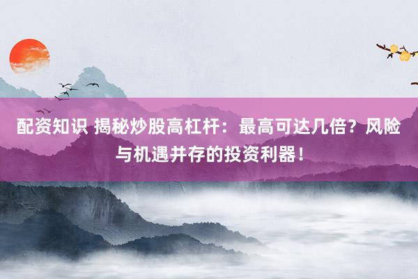 配资知识 揭秘炒股高杠杆:最高可达几倍?风险与机遇并存的投资利器!